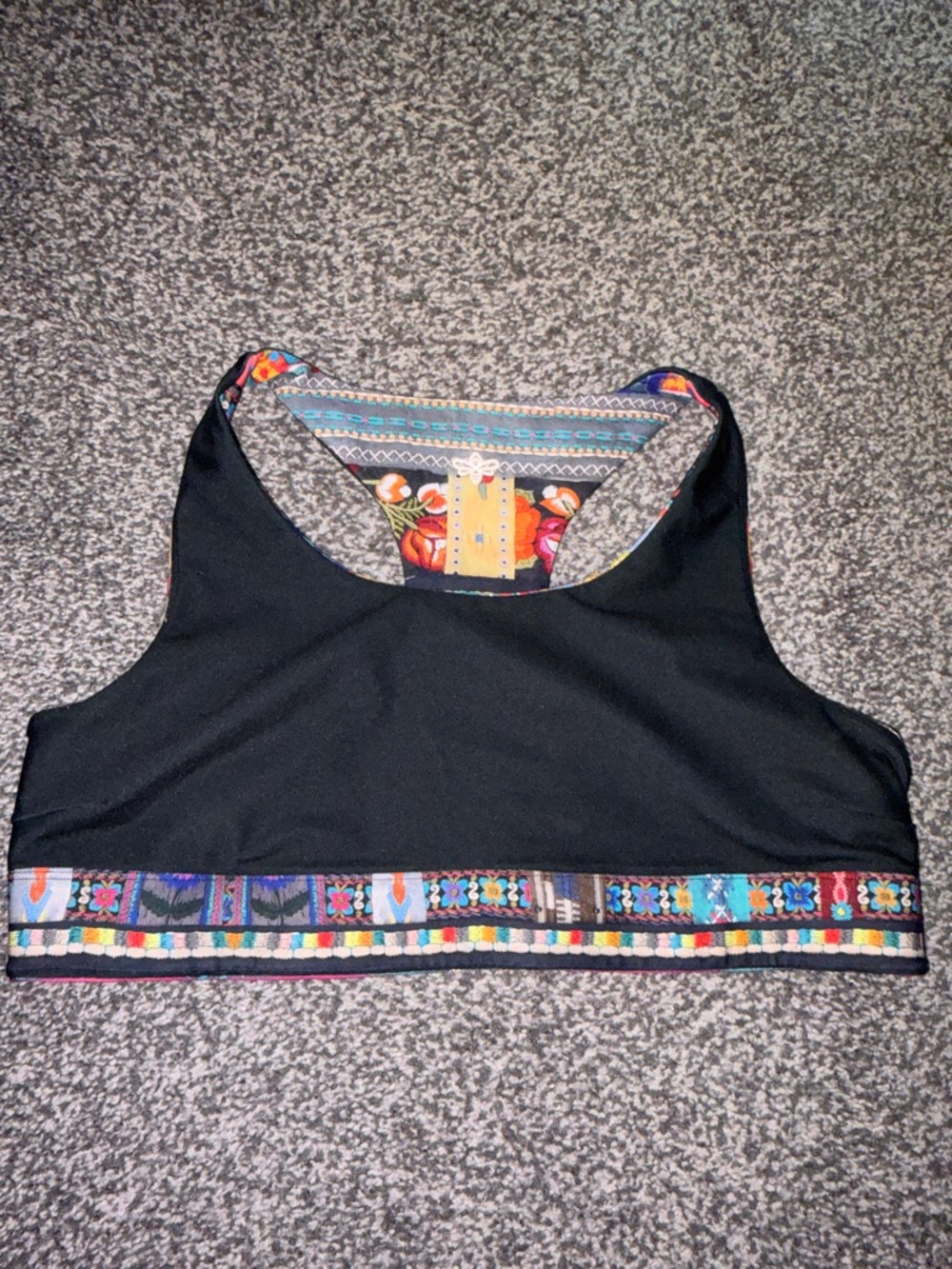 Johnny Was Bee Active Racerback Sports Bra Beatrice Patchwork Reversible NO Tag - Picture 5 of 9